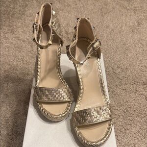 Marc Fisher Gold Espadrille Sandals